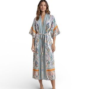 Christian Siriano Reversible Multicolored Kimono Robe